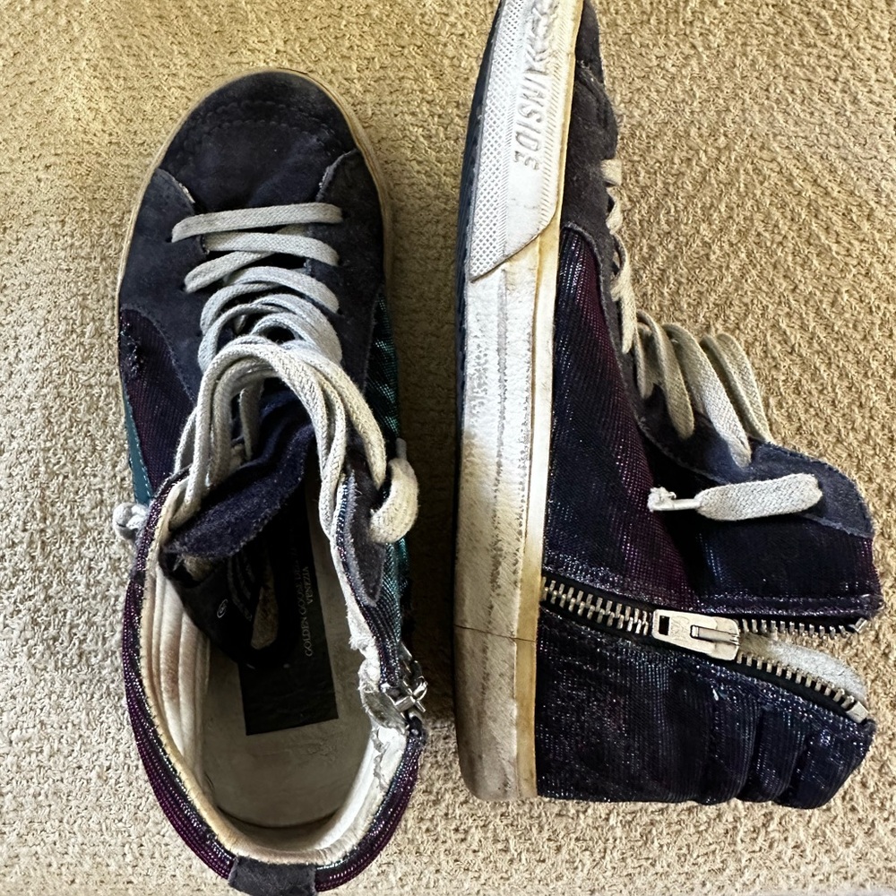 GGDB Slide Skateboarding Metallic Shoes. Side Zipper Made In Italy Size 37